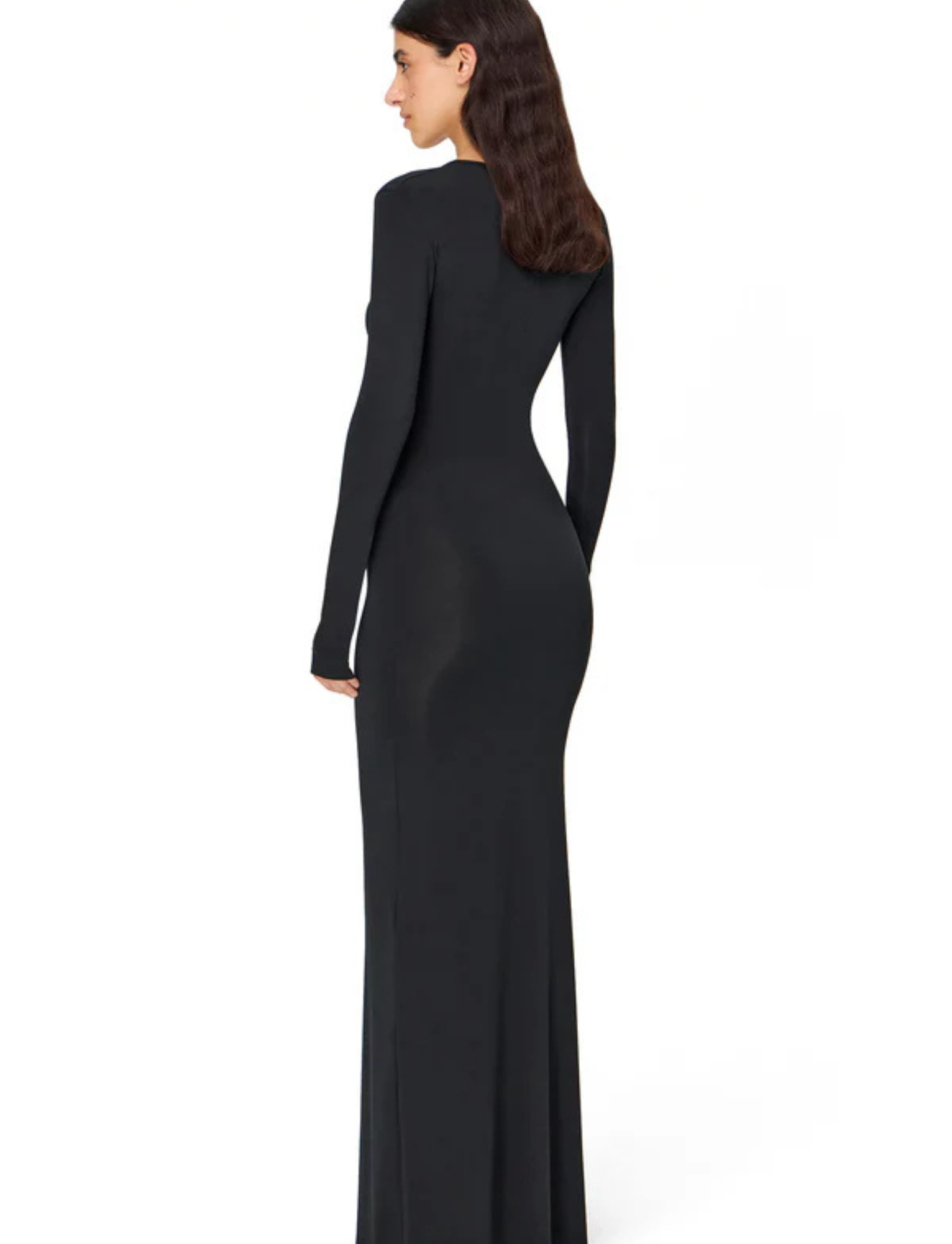 Lycra Long Sleeve Maxi Dress | Black