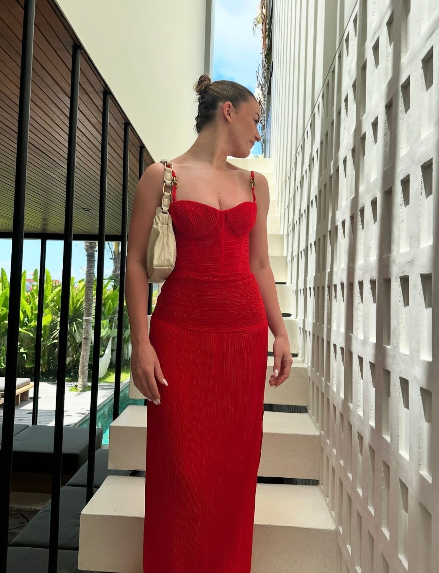Double Time Pleat Maxi | Red image 1
