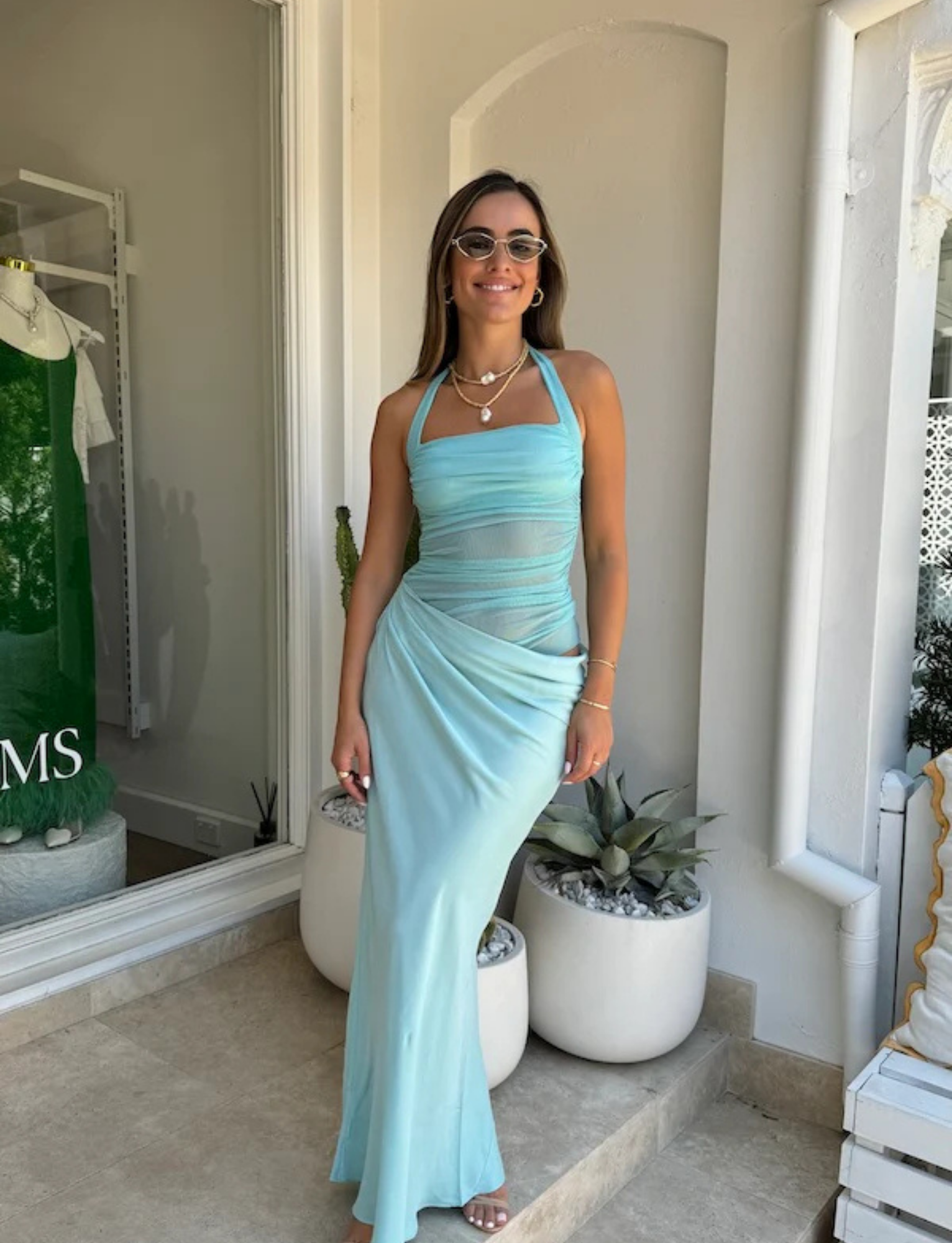 Gina Halter Maxi | Aquamarine image 0
