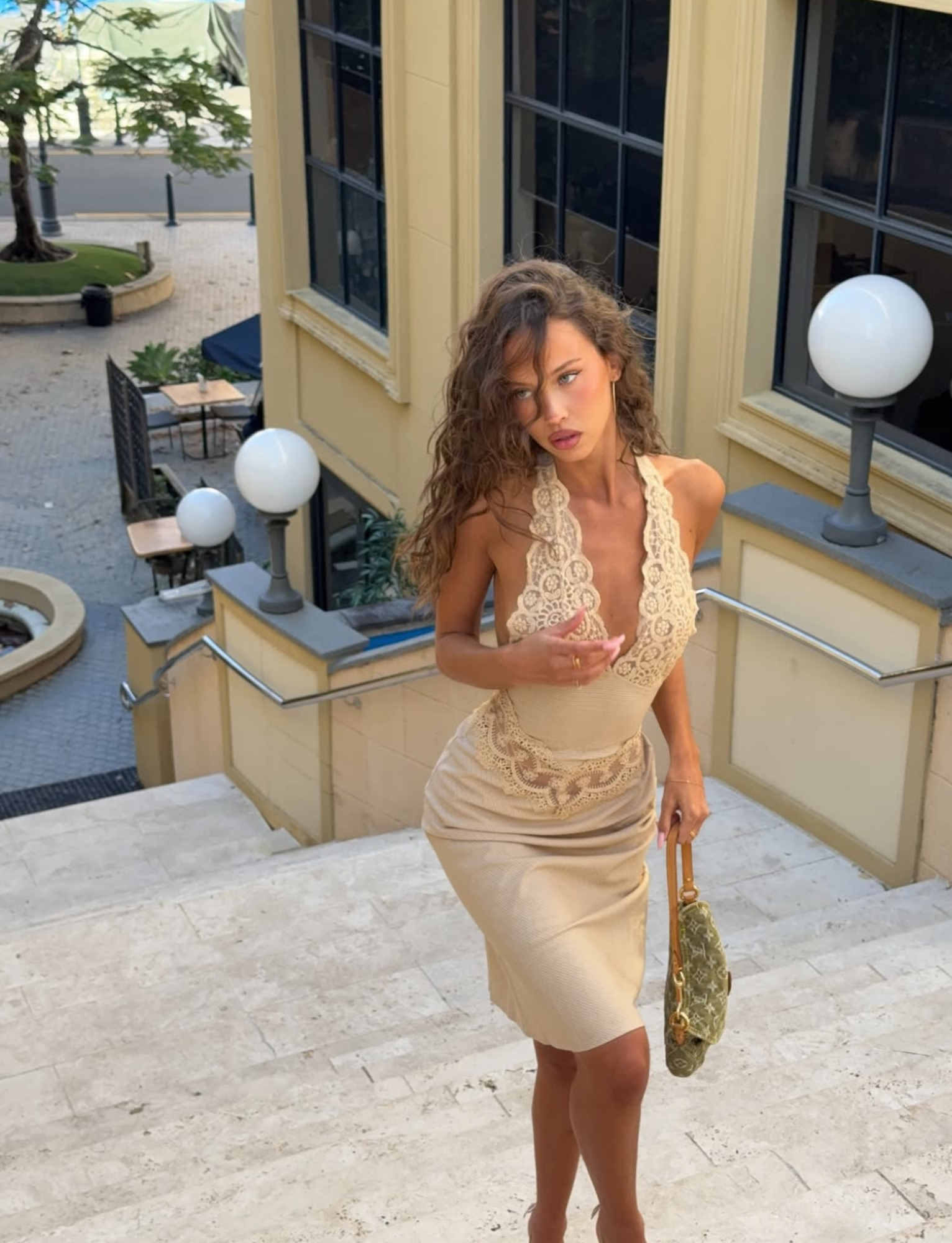 Solana Midi Dress | Beige Plaid image 4