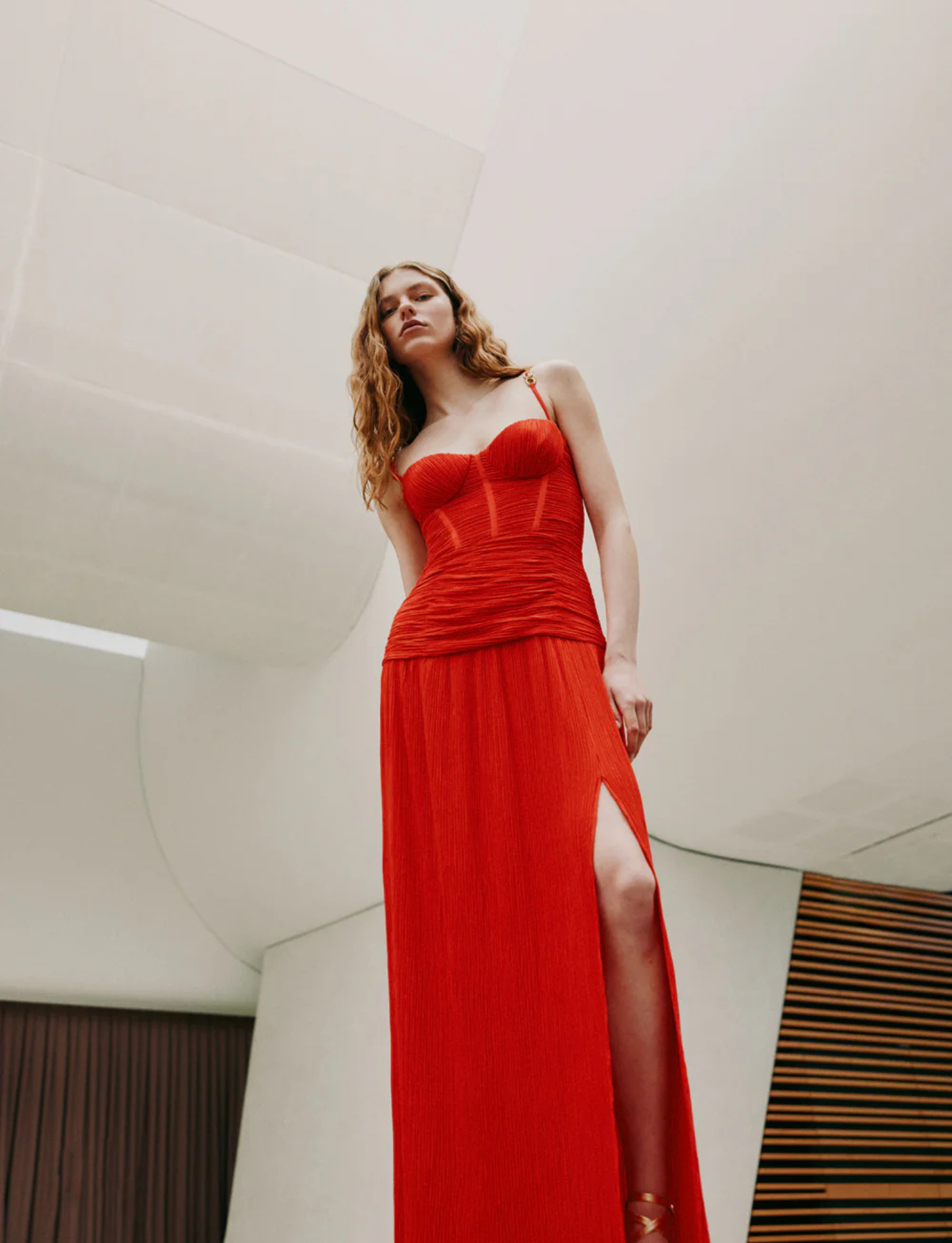Double Time Pleat Maxi | Red image 9